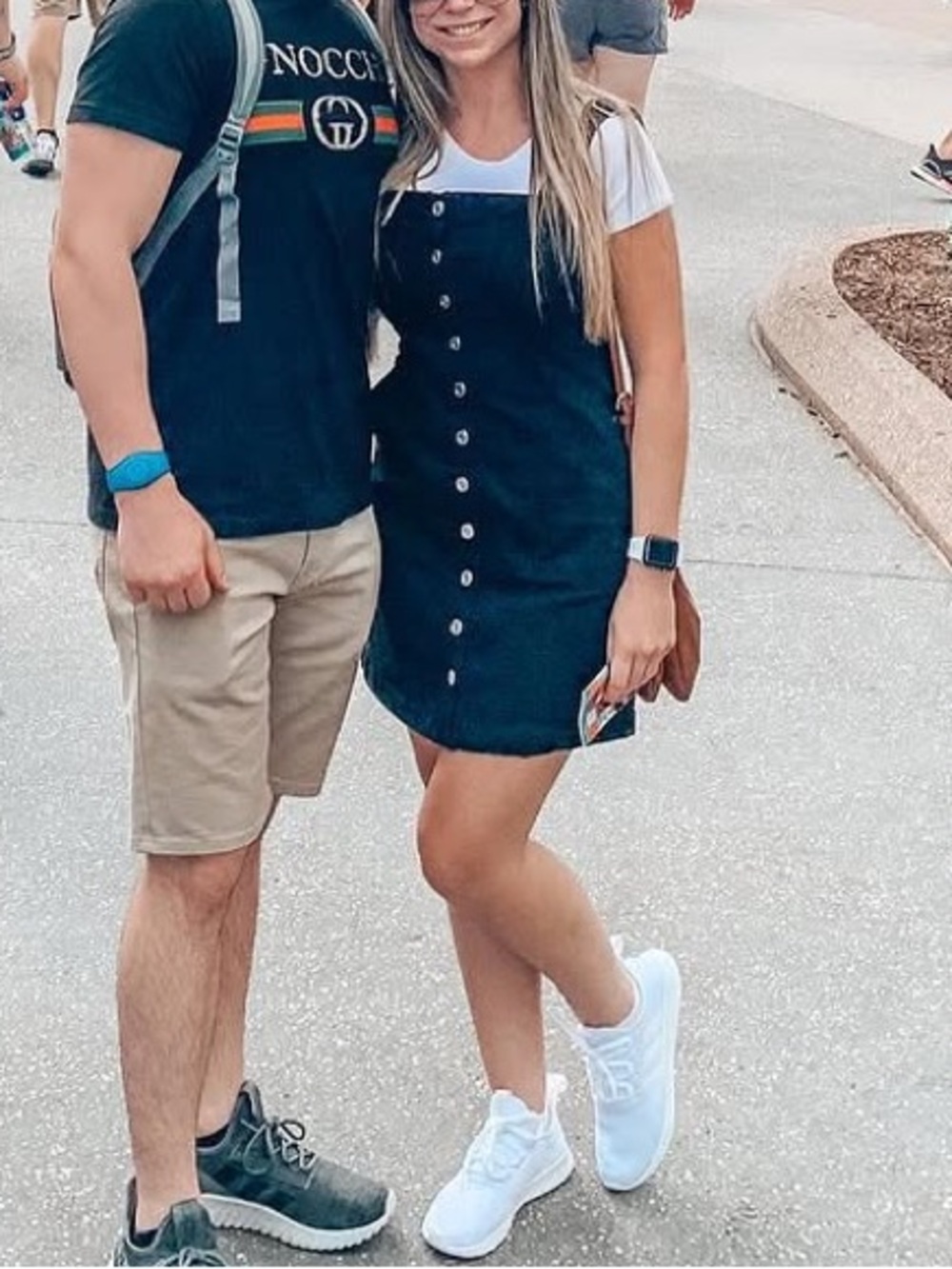 Garage Black Button-Front Mini Denim Dress